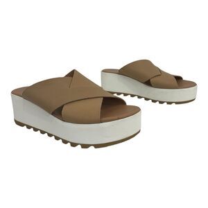 Sorel Women's Size 8.5 Cameron Honest Beige Flatform Mule Sandals